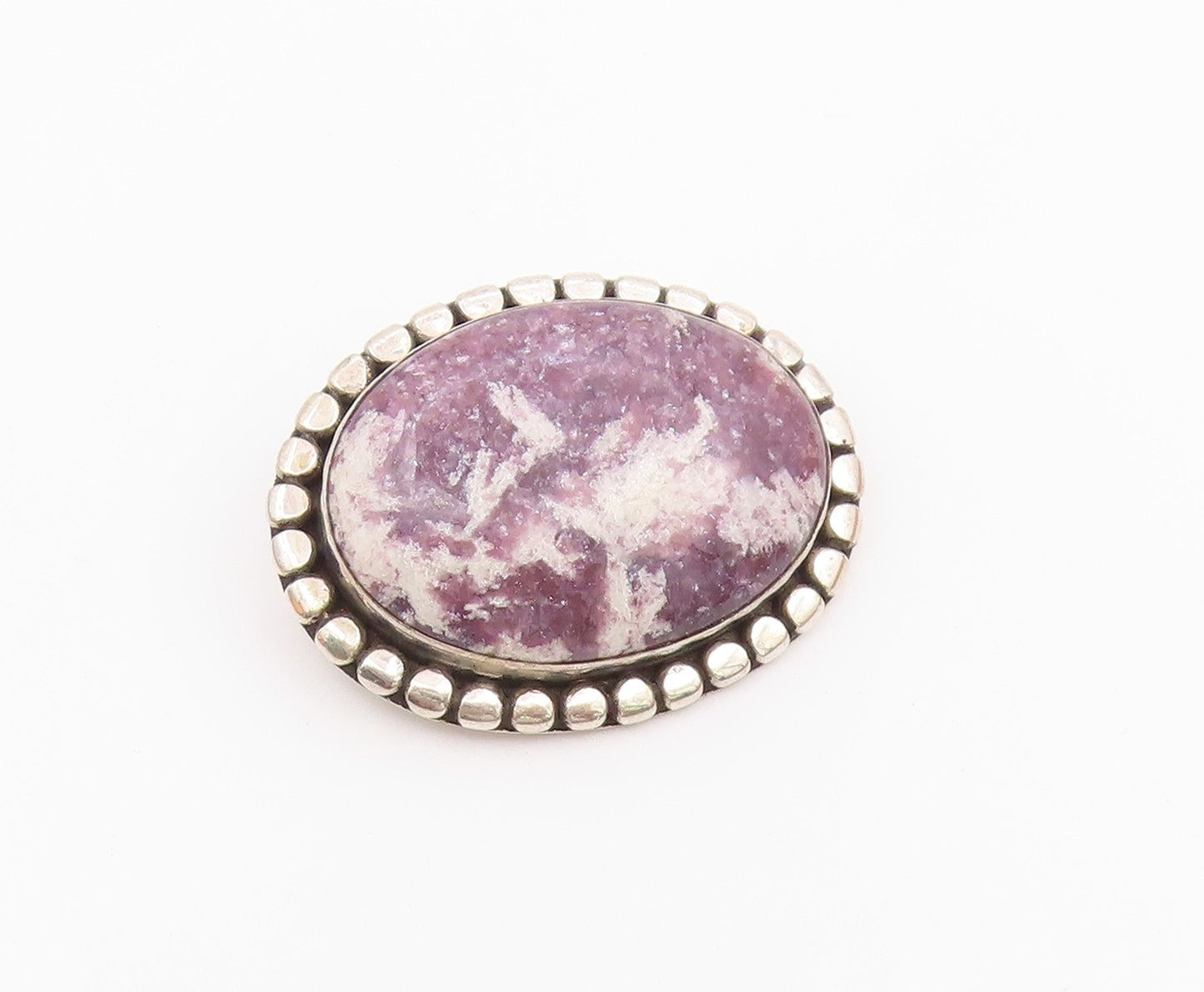 BALI 925 Sterling Silver  Vintage Cabochon Gemstone Brooch Pin  BP8237