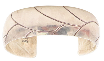 925 Sterling Silver Vintage Bracelet PAULINE WARG Modernist Ribbed Cuff  BT11439
