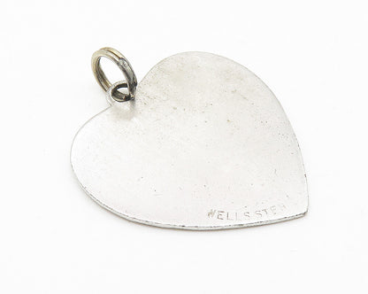 925 Sterling Silver  Vintage Shiny diamond Cut Border Heart Pendant  PT8445
