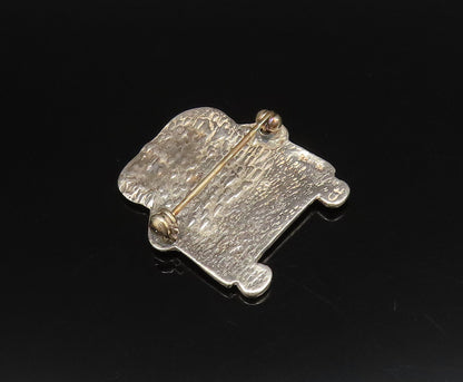 925 Silver  Vintage Floral Engraved Armchair & Heart Pillow Brooch Pin  BP9997