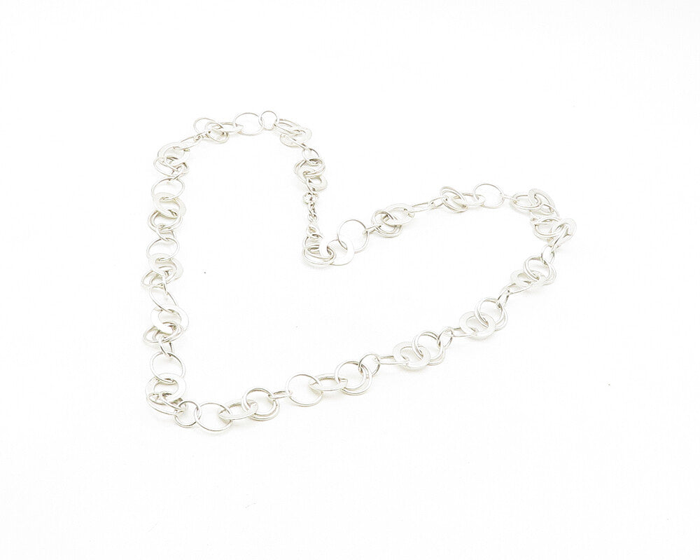 DAVID SIGAL 925 Sterling Silver Vintage Open Circle Link Chain Necklace  NE2811