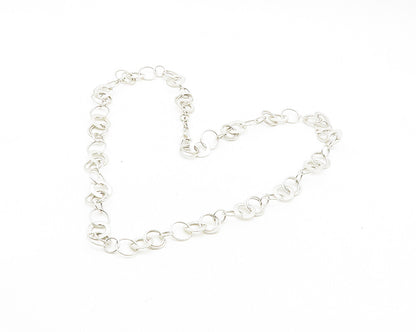 DAVID SIGAL 925 Sterling Silver Vintage Open Circle Link Chain Necklace  NE2811