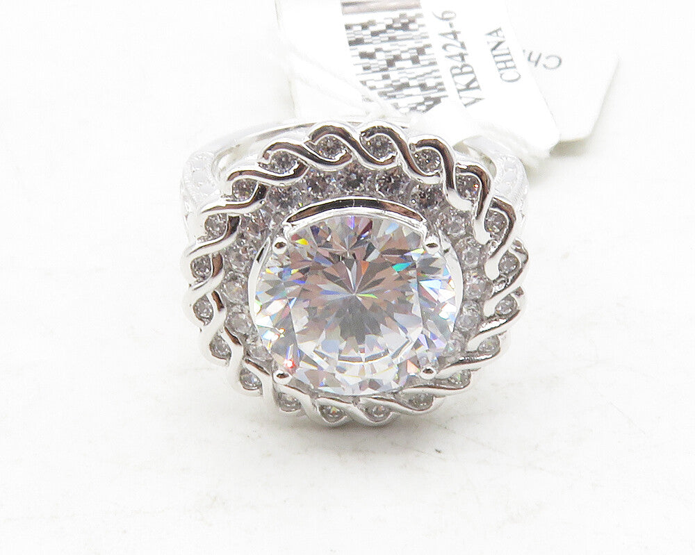 VANNA K. 925 Sterling Silver  Cubic Zirconia Shiny Cocktail Ring Sz 6  RG12428