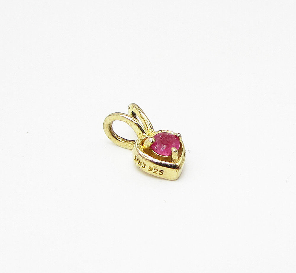 Gold Over 925 Sterling Silver Ruby Love Heart Slider Pendant PT2031