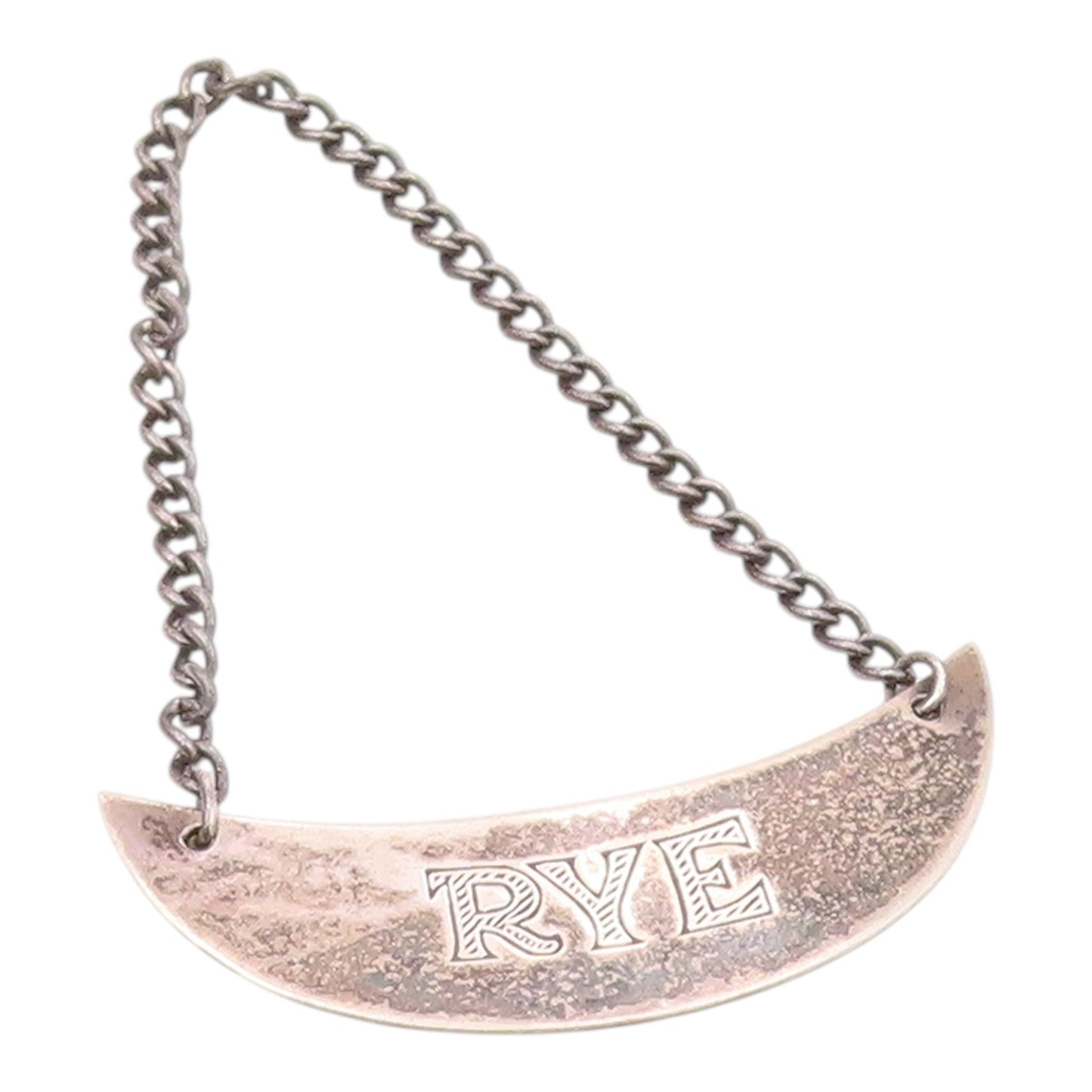 925 Sterling Silver  Vintage Oxidized Rye Bottle Label Tag   TR3093