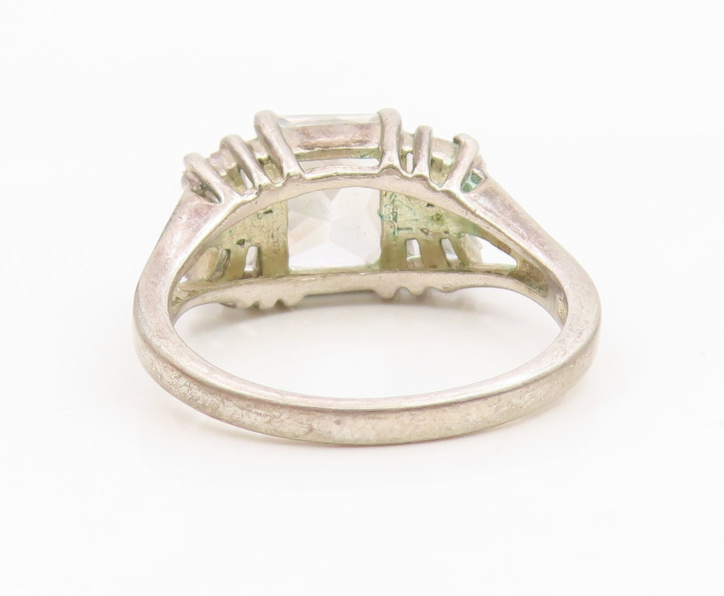 925 Sterling Silver Vintage Ring Minimalist CZ Statement Band  Sz 10  RG35005