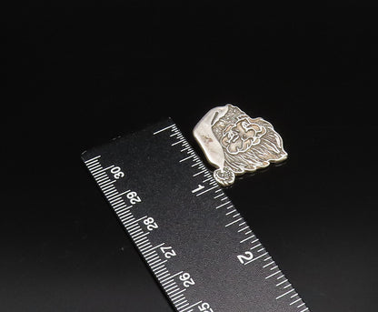 925 Sterling Silver  Vintage Modernist Carved Santa Claus Head Pendant PT21881