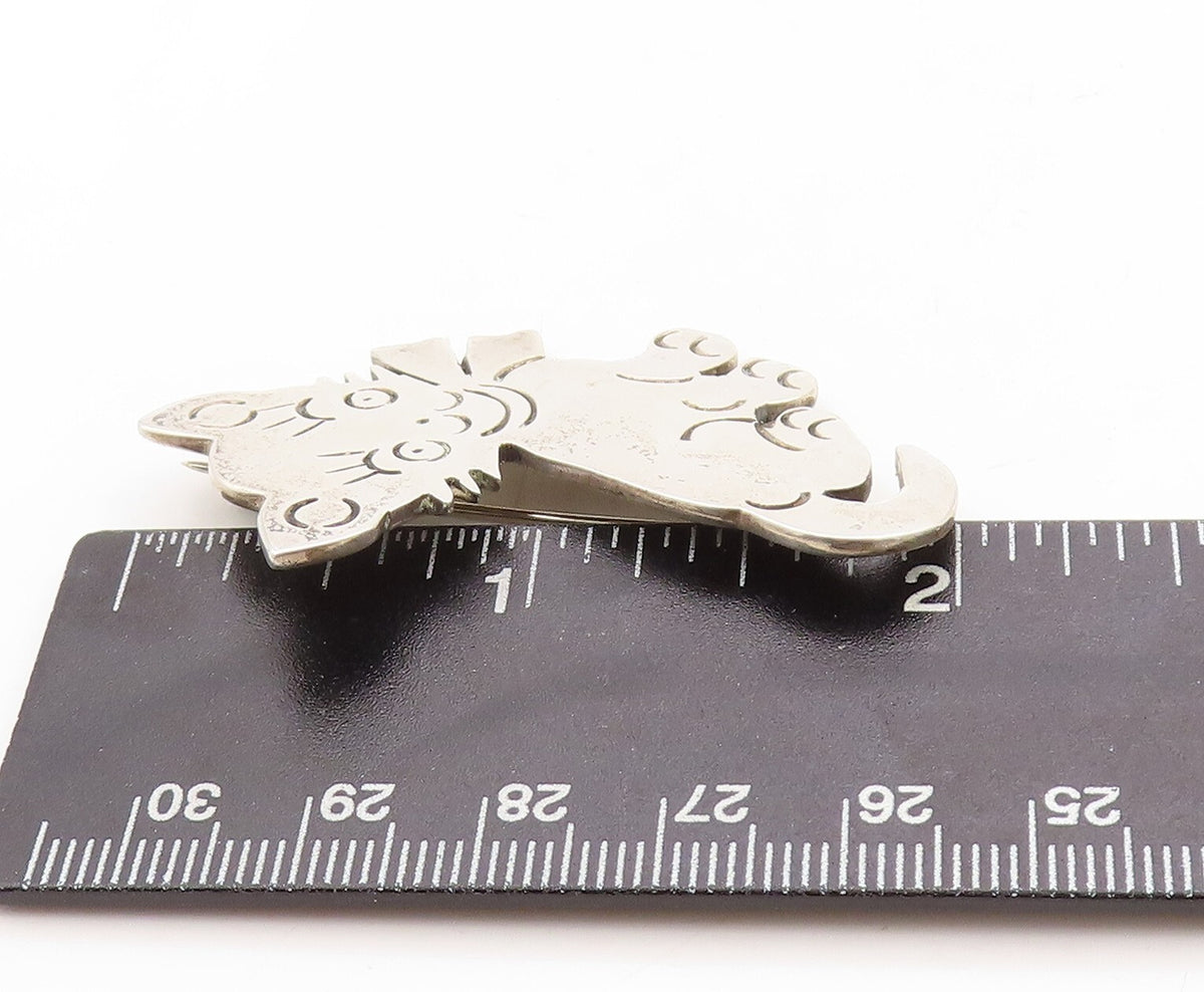 925 Sterling Silver Vintage Brooch Pin MEXICO Solid Cutout Cute Cat  BP11311