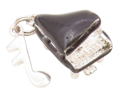 925 Sterling Silver  Vintage Enamel Coated Grand Piano Pendant  PT17529
