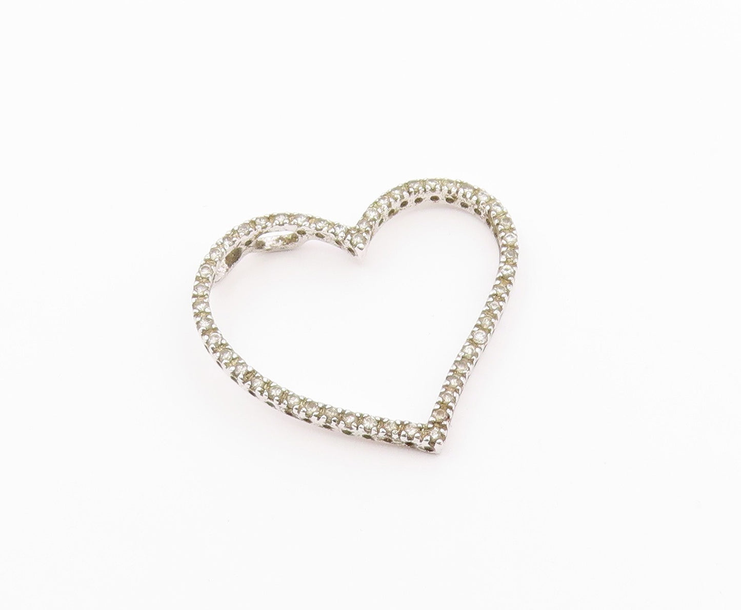 925 Sterling Silver  Vintage Dainty Floating Topaz Love Heart Pendant  PT20776
