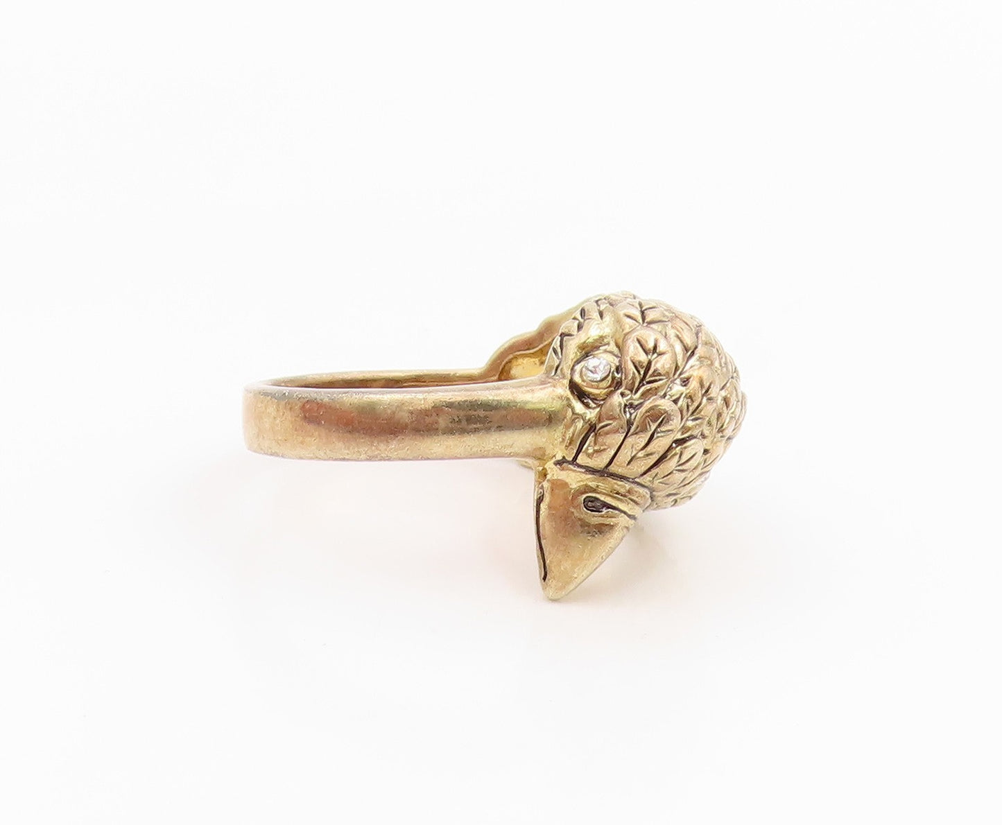 925 Sterling Silver Vintage Ring Gold Plated CZ Etched Eagle Band  Sz 7  RG35385