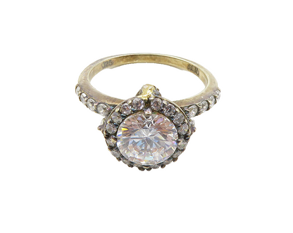 SETA 925 Silver  Vintage Sparkling Cubic Zirconia Band Ring Sz 8.5  RG18990
