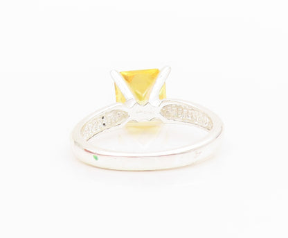 925 Sterling Silver Vintage Ring Minimalist Square Cut CZ  Sz 7.5  RG33225