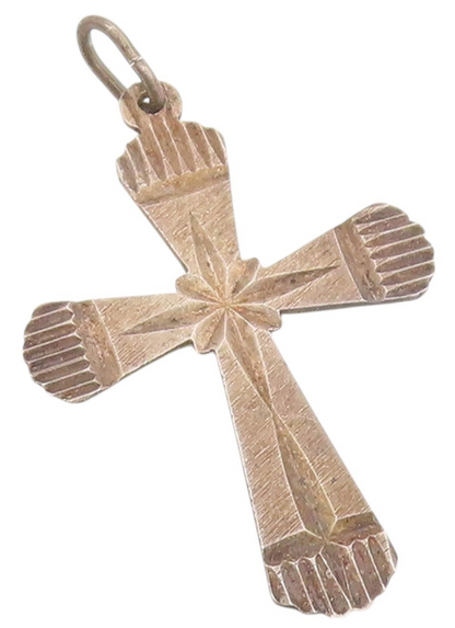 925 Sterling Silver Vintage Pendant Grooved Religious Cross  PT24387