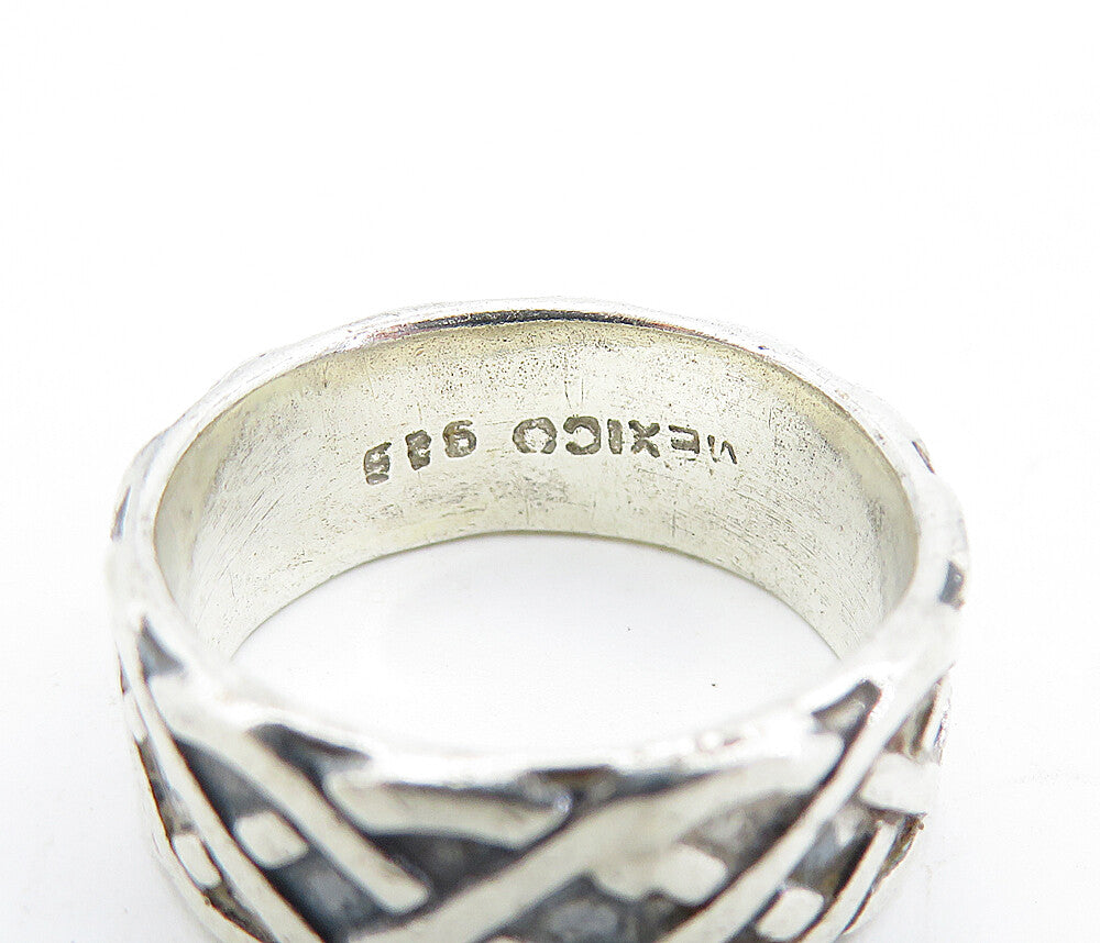 MEXICO 925 Sterling Silver  Vintage Celtic Knot Detail Band Ring Sz 6.5 RG6394