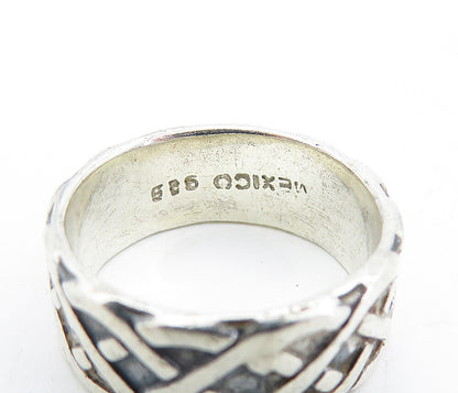MEXICO 925 Sterling Silver  Vintage Celtic Knot Detail Band Ring Sz 6.5 RG6394