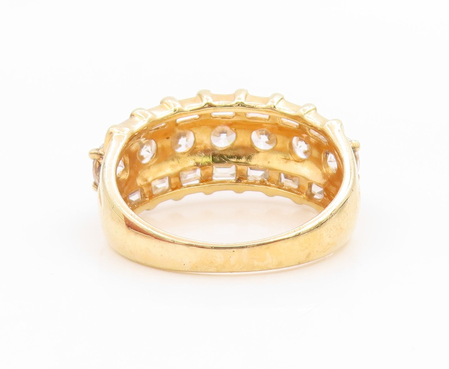 925 Sterling Silver Vintage Ring Gold Plated Topaz Statement Band  Sz 8  RG35990