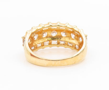 925 Sterling Silver Vintage Ring Gold Plated Topaz Statement Band  Sz 8  RG35990