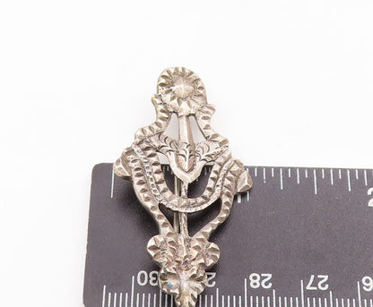 925 Sterling Silver Vintage Brooch Pin Dented Carved Trible Design  BP10937