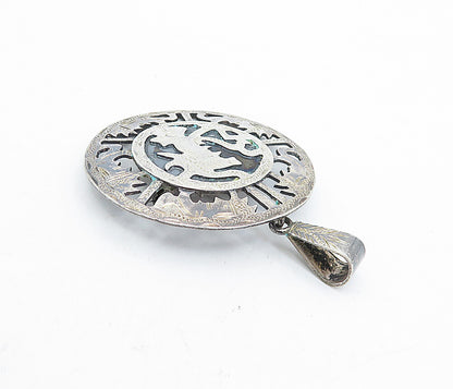 PERU 925 Sterling Silver  Vintage 2 Tone Traditional Design Brooch Pin  BP1838