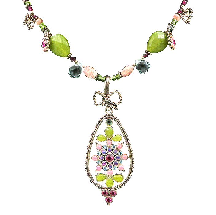 BARSE 925 Silver Vintage Rhodochrosite & Multi Stone Chain Necklace NE3719
