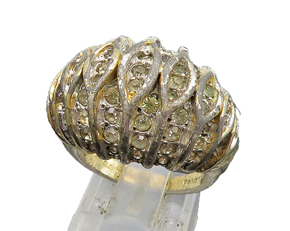 PANETTA 925 Silver  Vintage Shiny White Topaz Dome Band Ring Sz 6.5  RG23946