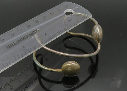 925 Sterling Silver  Vintage Dark Tone Hollow Ends Cuff Bracelet   BT8590