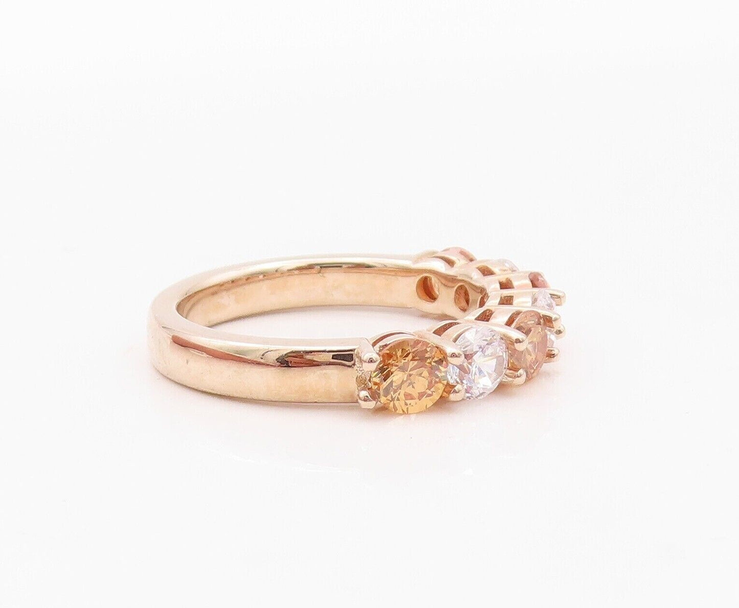 925 Sterling Silver Vintage Ring Rose Gold Plated Citrine & Topaz  Sz 7  RG29971