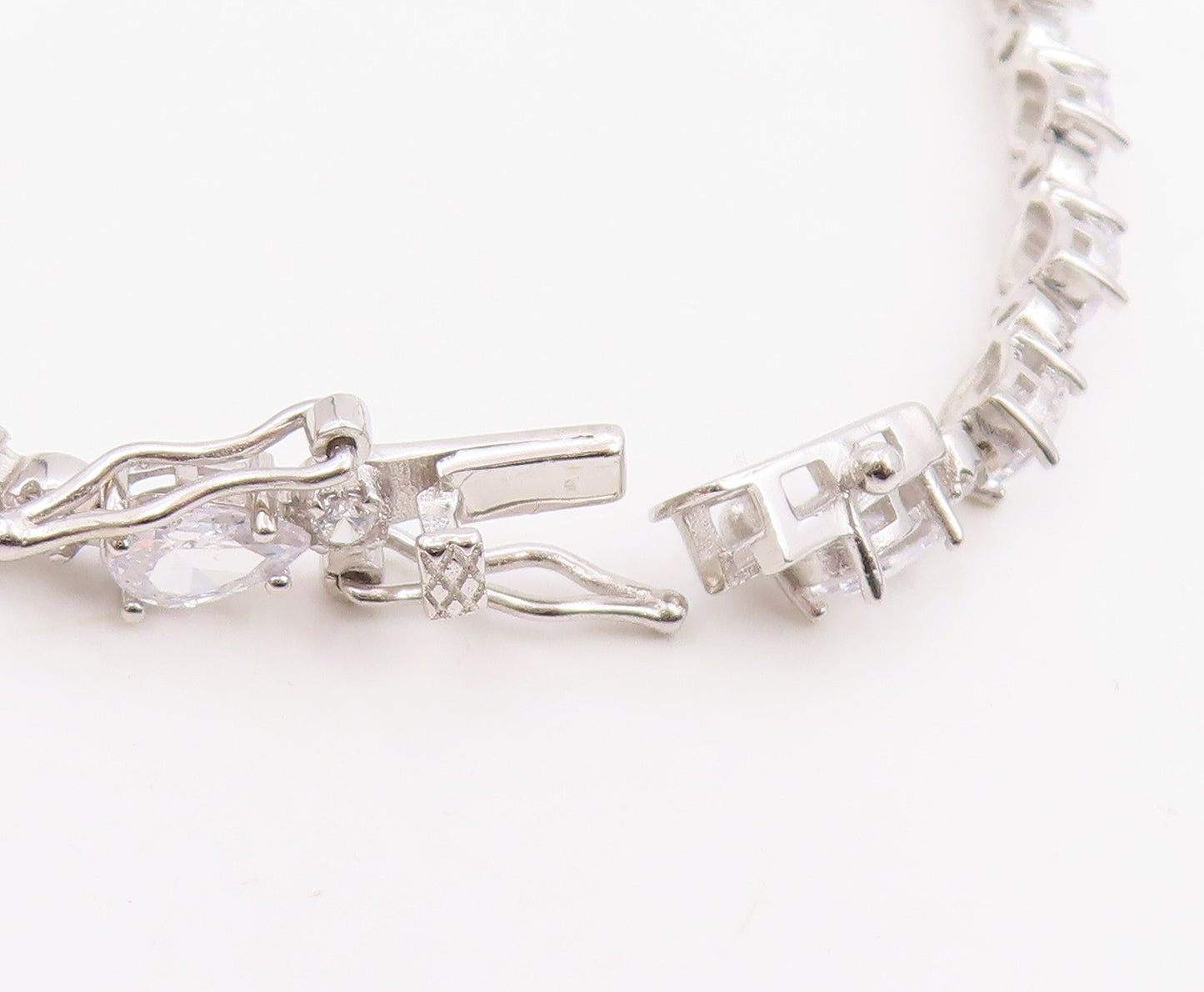 925 Sterling Silver Vintage Bracelet Multi Shape CZ Elegant Tennis Link  BT11880
