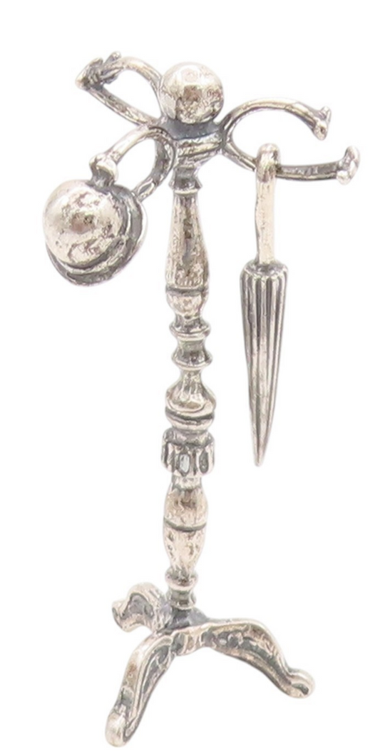 925 Sterling Silver Vintage Decorative Piece  Hat & Umbrella Coat Rack  TR3989
