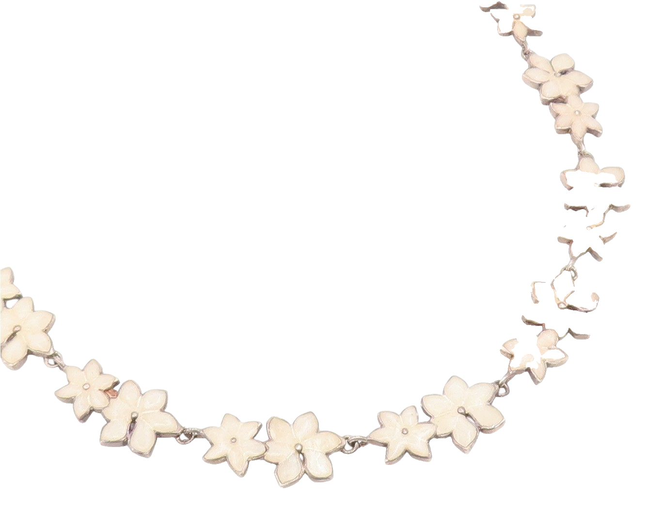 925 Sterling Silver Vintage Necklace MMA Enameled Elegant Floral Chain  NE4842