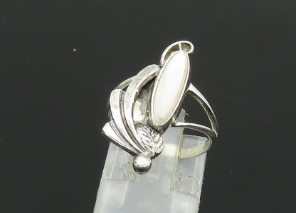 NAVAJO 925 Silver  Vintage Mother Of Pearl Shiny Band Ring Sz 5.5  RG20440