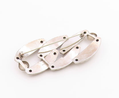 925 Sterling Silver  Vintage Shiny Chiseled Detail Brooch Pin  BP6337