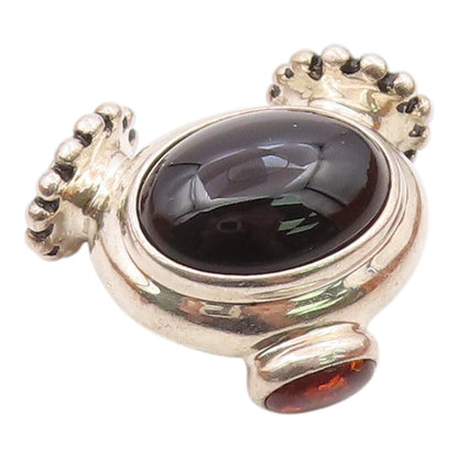 ESPO SIG 925 Sterling Silver  Vintage Black Onyx & Amber Pendant  PT16905