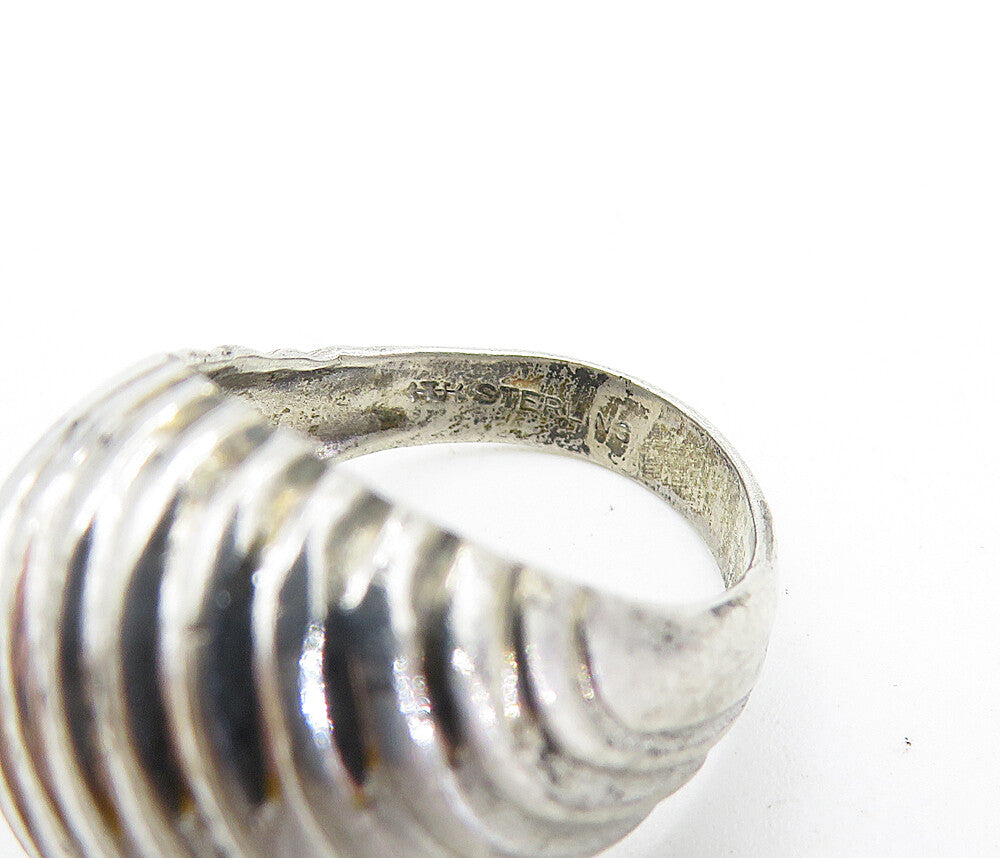 UNCAS 925 Silver  Vintage Shiny Fluted Dome Design Band Ring Sz 6  RG7501