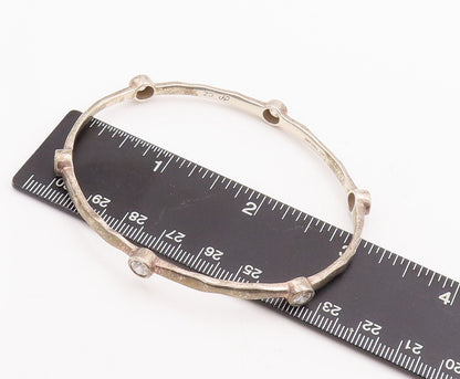 925 Sterling Silver Vintage Bracelet Minimalist Topaz Beaded Bangle  BT10535