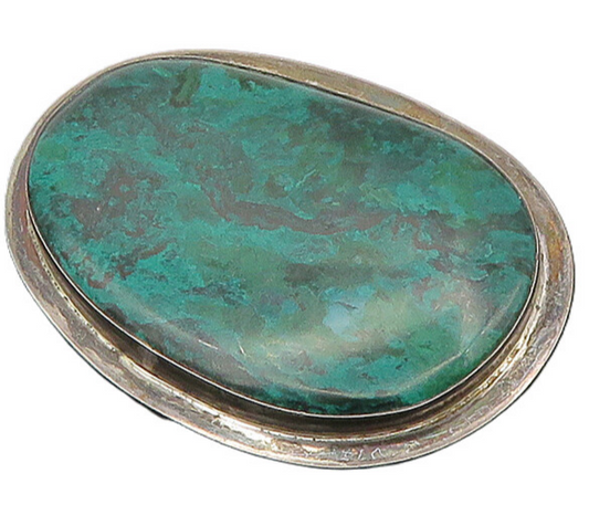 ISRAEL 925 Silver  Vintage Eilat Stone Dark Tone Smooth Brooch Pin  BP6915