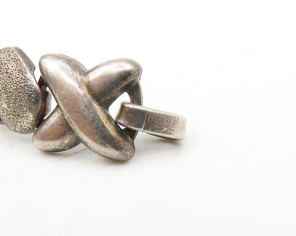 925 Sterling Silver  Vintage Dark Tone XO Hugs & Kisses Chain Bracelet  BT5157