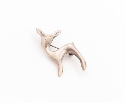 925 Sterling Silver Vintage Brooch Antique Minimalist Baby Deer Cutout  BP11644