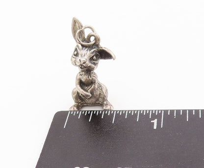 925 Sterling Silver Vintage Pendant JEWEL ART 3D Carved Bunny Charm  PT23460
