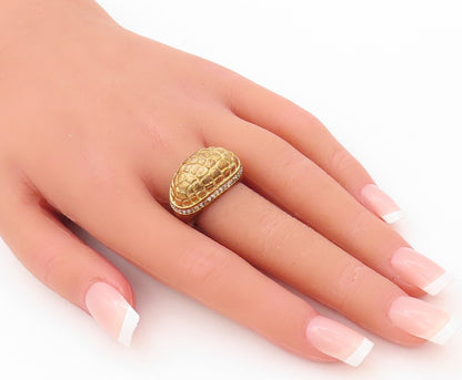 925 Sterling Silver Vintage Ring Gold Plated Snake Skin CZ Band Sz 7 RG30316