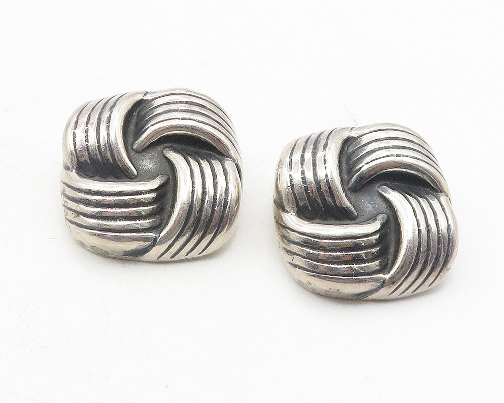 MEXICO 925 Sterling Silver  Vintage Knot Design Non Pierce Earrings  EG6266