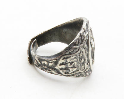 925 Sterling Silver  Vintage Antique Eagle USA Petite Band Ring Sz 4.5 RG13179