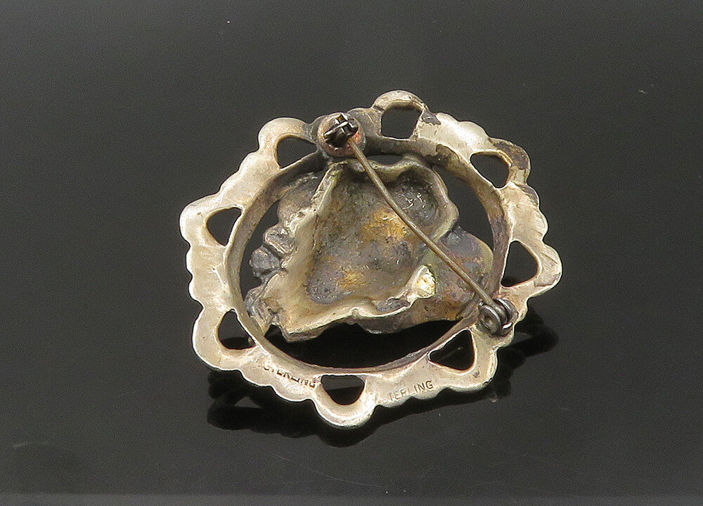 925 Sterling Silver  Vintage Antique Heavy Woman's Face Brooch Pin  BP8451