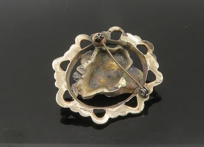 925 Sterling Silver  Vintage Antique Heavy Woman's Face Brooch Pin  BP8451