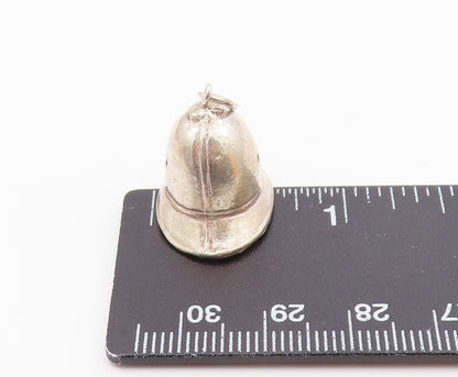 925 Sterling Silver  Vintage Firefighter's Helmet Hat Drop Pendant  PT16395