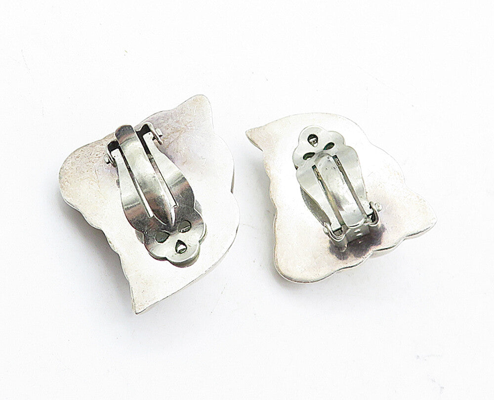 MEXICO 925 Sterling Silver  Vintage Fluted Hollow Non Pierce Earrings  EG2370