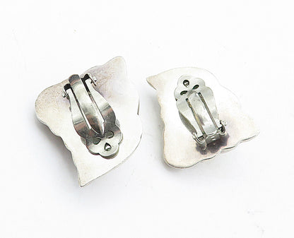 MEXICO 925 Sterling Silver  Vintage Fluted Hollow Non Pierce Earrings  EG2370