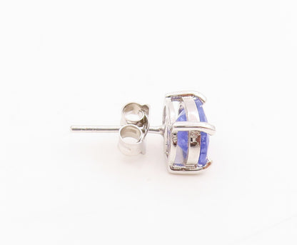 925 Sterling Silver Vintage Earrings Minimalist Oval Cut Tanzanite Stud  EG13798