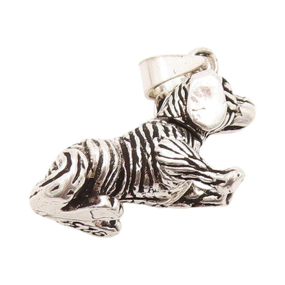 925 Sterling Silver Vintage Pendant Tiger Striped Dog Charm (MOVES)  PT24726